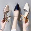 Sandals Women's 20 New Spring and Summer New Pointed Head Bag Head with Medium Heel Thick Heel Shoes