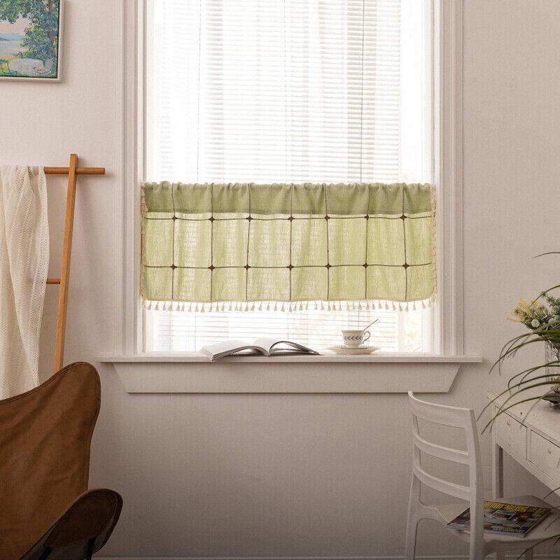1PC Rod Pocket Half Short Curtain Tassels for Cafe Window Door Valance Drape Decor Home Interior Shade Window Drapes Cafe