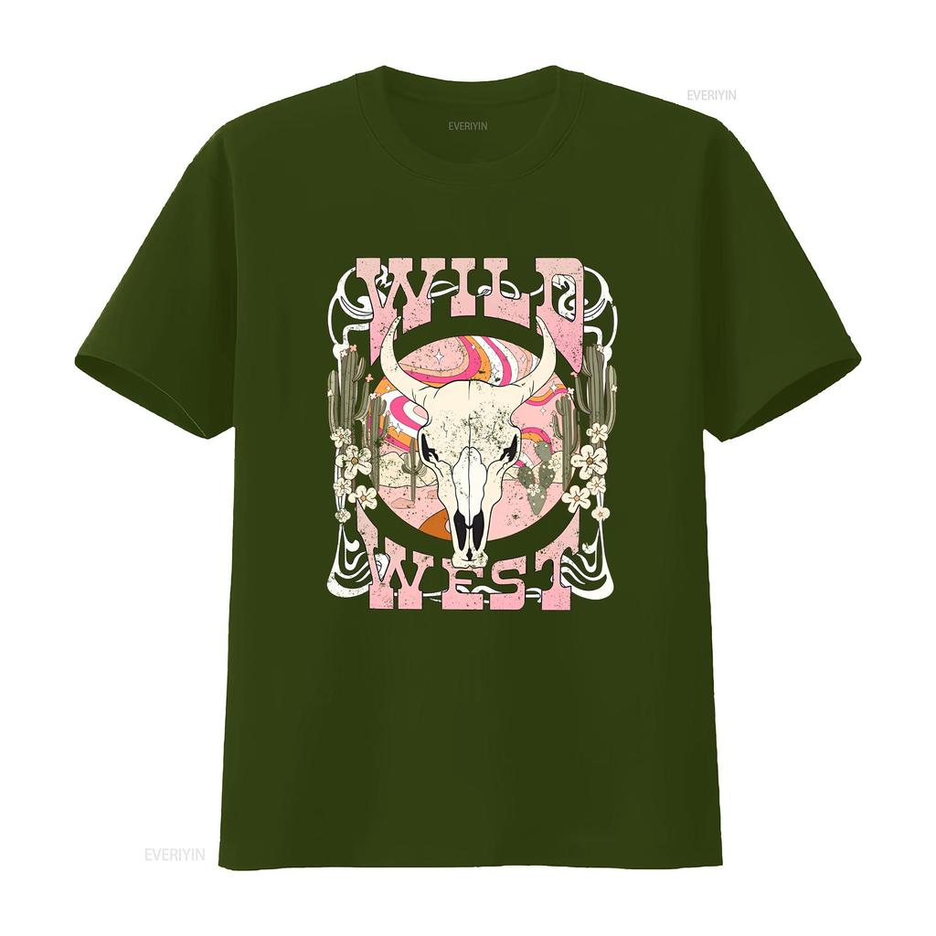 Country Concert T Shirt Wild West Cute Cowgirl Western Vibes Oversized for Women Vintage Washed Stretched Top For Everyday Wear