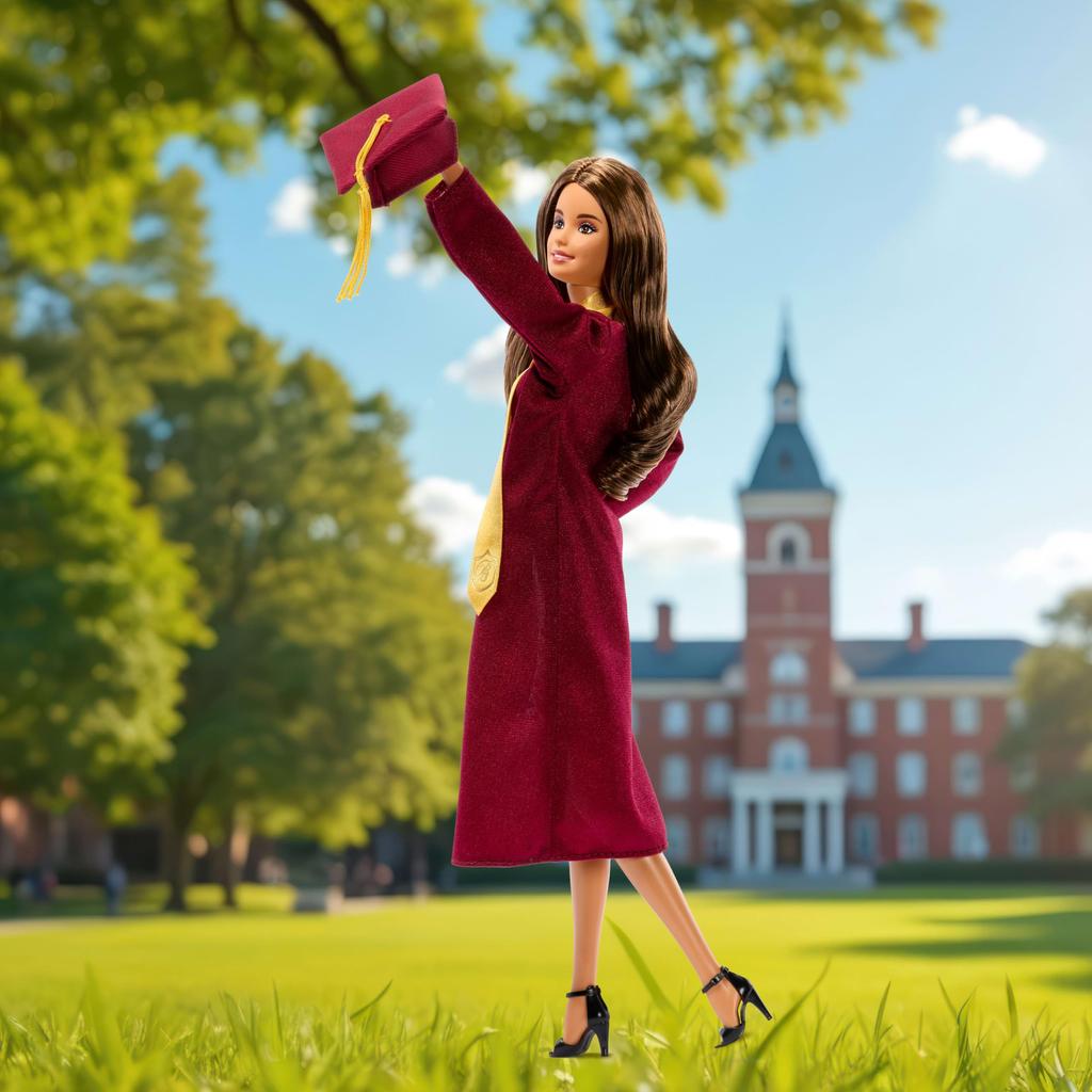 barbie Signature Graduation Wishes Doll with Maroon Gown and Cap (Model JJX81)