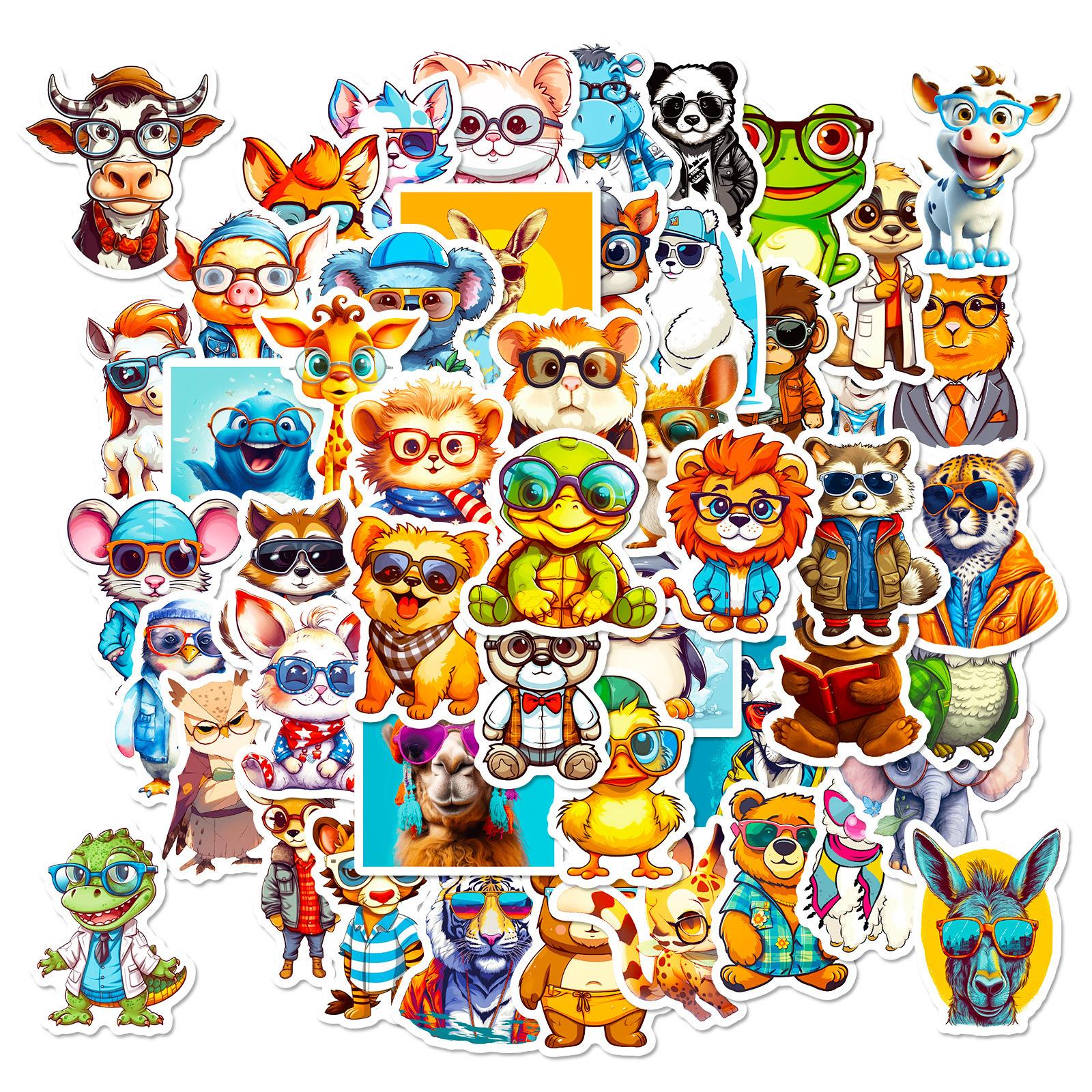 

50 Наклеек с питомцами в очках Животные Граффити Мультяшные Водонепроницаемые Наклейки для багажа, кружки для воды, холодильника