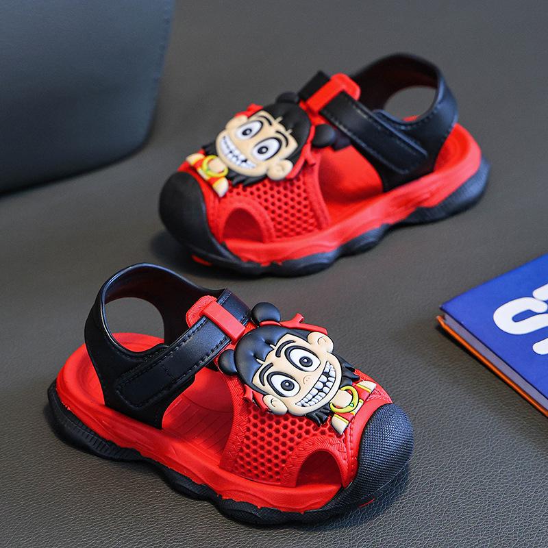 Children's Sandals New Summer Non-Slip Soft Sole Boys' Velcro Toddler Shoes Baby Beach Sandals