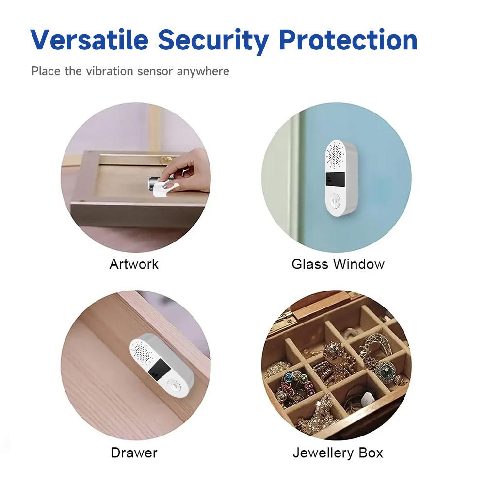 Tuya WiFi Vibration Sensor Detection 130DB Sound And Flashing Light Alarm Smart Life APP Real-Time Shock Alarm Alexa Google Home