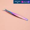 Plated Iridescent Precision Stainless Steel Rose Gold Feather Tweezers for Grafting False Eyelashes