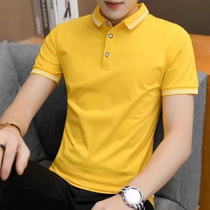 Herren Einfarbiges Poloshirt Kurzarm Slim Fit Freizeit T-Shirt