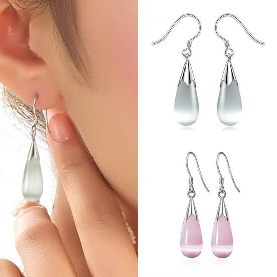 Fashion Waterdrop Hook Opal Leaf Earring Earrings Flower Jewelry for Women Gift