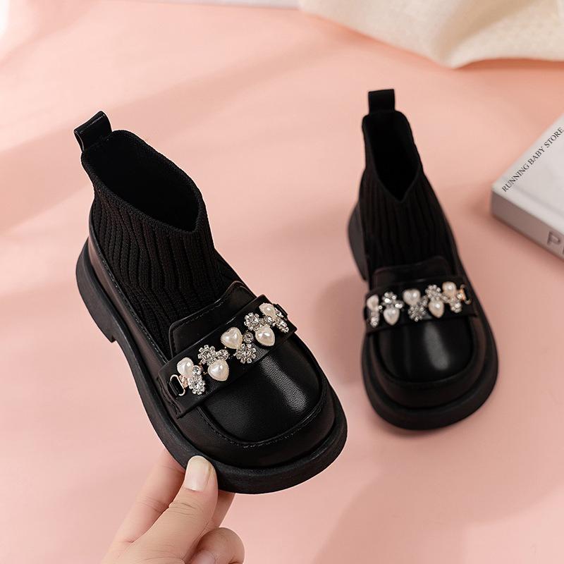 

Princess Girls Boots Platform Boots Child Autumn Winter Shoes Kids Low Heels Black Beige Sock Performace Shoes Girl I09026 21 чорний