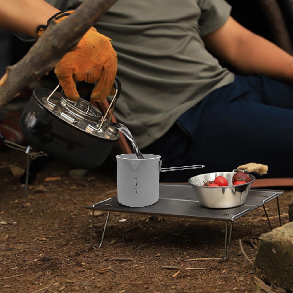 750ml Titanium Camping Cooking Pot Ultralight Camping Cup with Lid Outdoor Camp Pot with Folding Handle for Camping Cooking