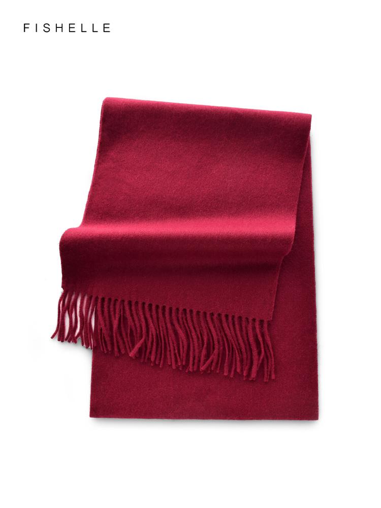 Wine red pure 100% wool scarf for women's thin warm shawl winter solid color claret lady scarves luxury gifts
