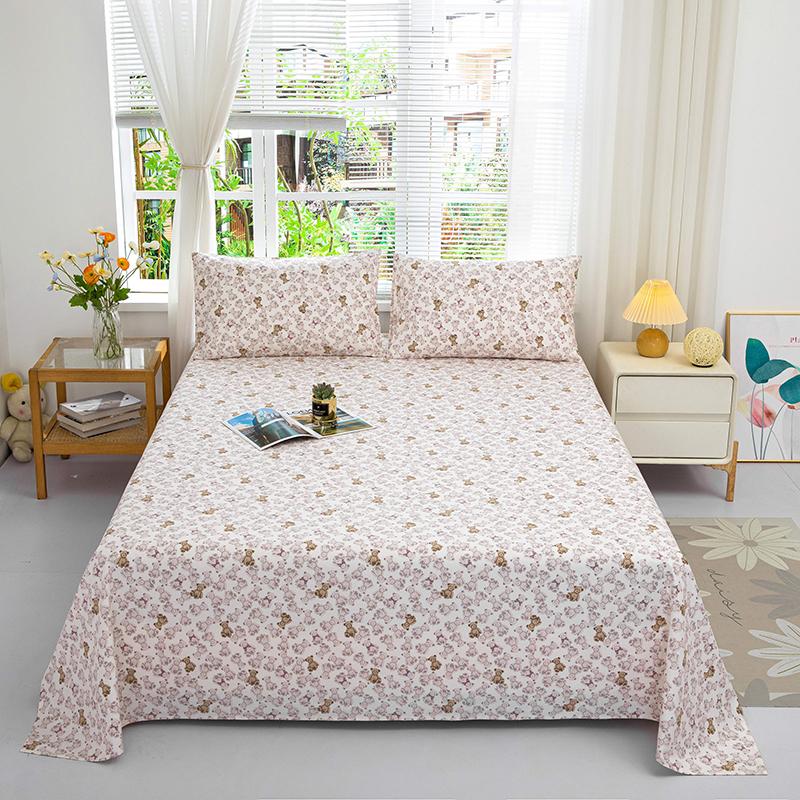 Cotton Thickened Bed Sheet 1pc Plant Flowers Printed Single Double Top King Sheets Pure Cotton Single Size Kids Bed Linen
