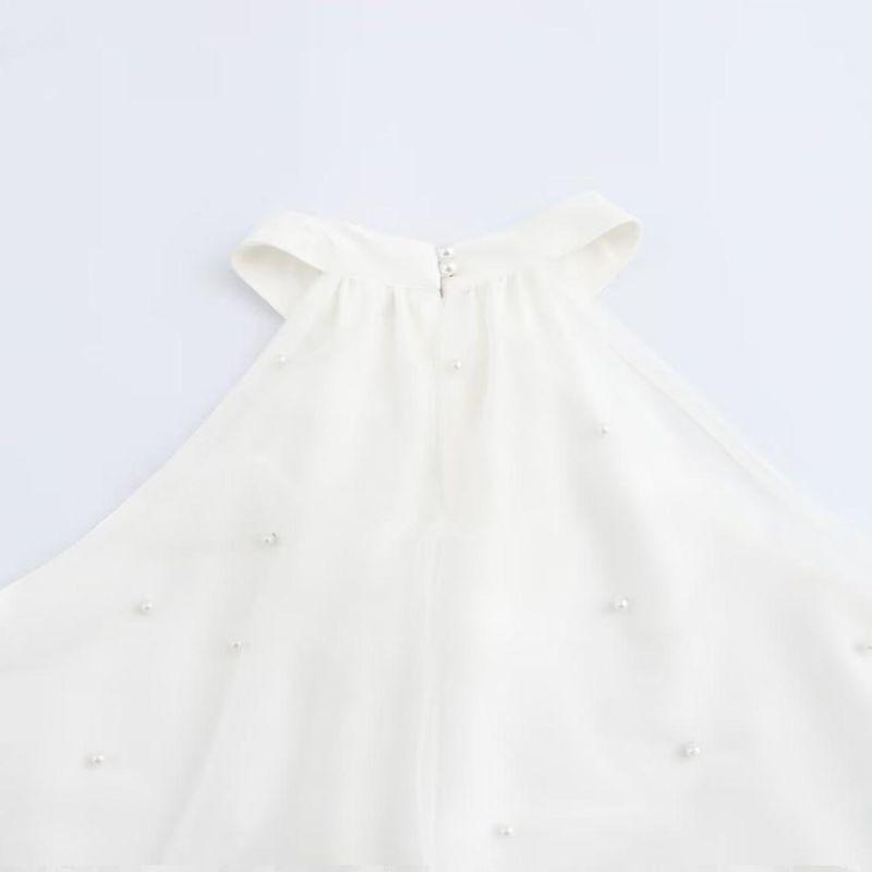 Kaslead New Arrival Women's Clothing Fashion Style Fashion Minimalist Elegant Pearl Decoration Halterneck Dress