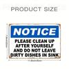 Vintage Metal Sign Please Clean Up After Yourself Rustic Blue White Kitchen Decor