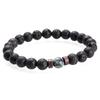 Volcanic Stone & Moonstone Men's Beaded Bracelet with Obsidian Accents
