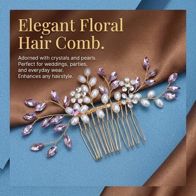 Bride Wedding Hair Combs Rhinestone Flower/Leaves Decor Artificial Pearls Headbands Bridal Hair Jewelry Bridesmaids Headdress