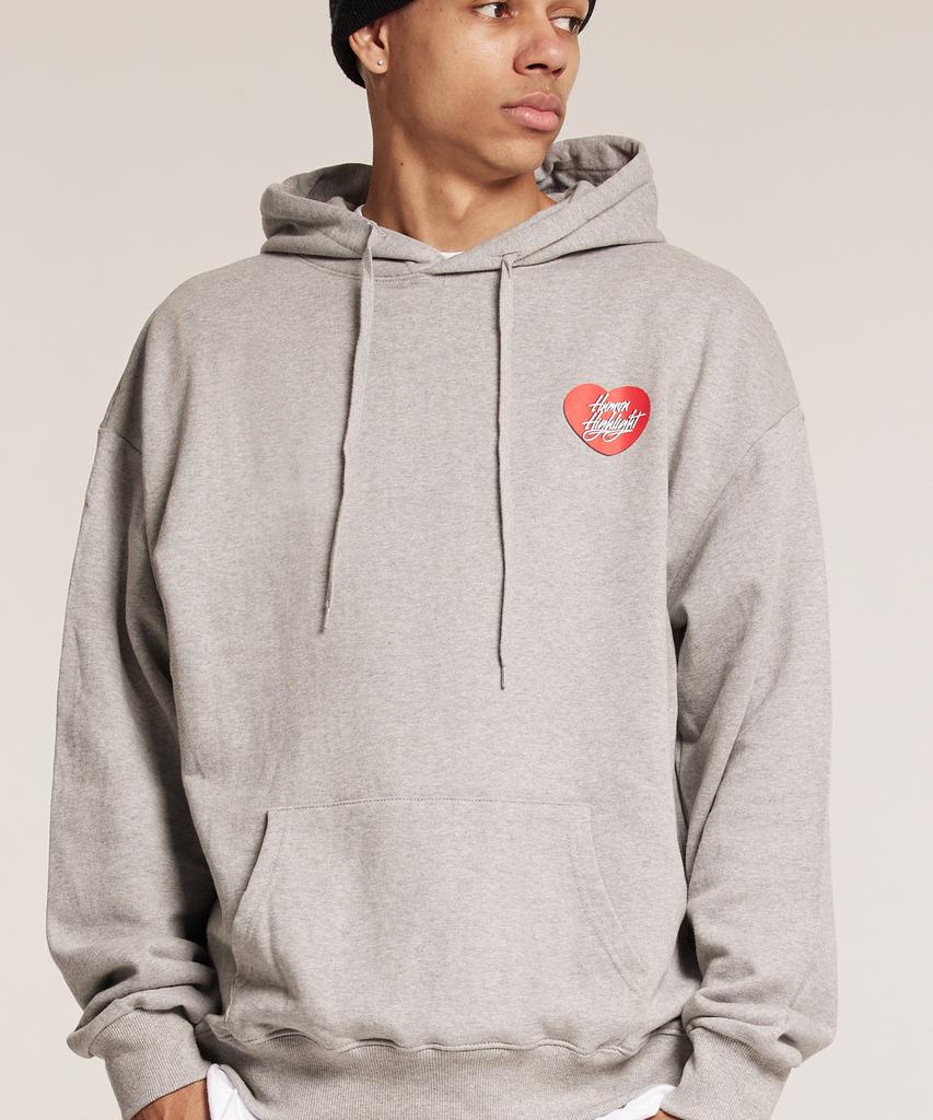 Human Highlight Small Heart Hoodie Gray Red