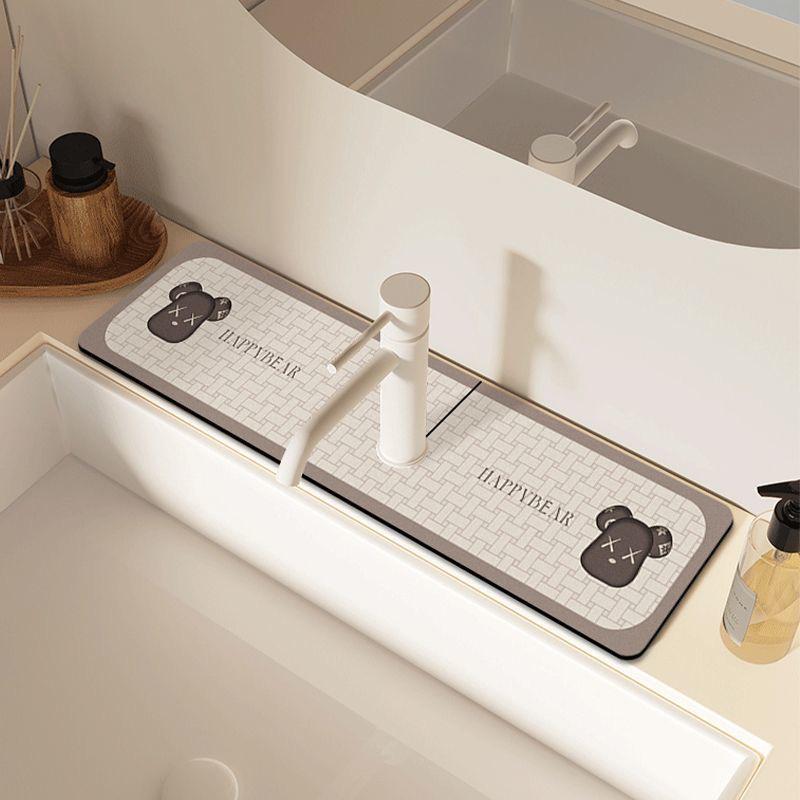 Fresh Diatomaceous Earth Faucet Mat - Wipeable Bathroom Countertop Drain Mat