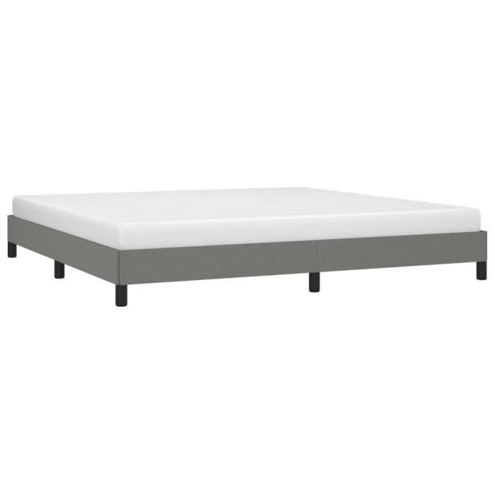 346745 vidaXL Cadre de lit Gris foncé 200 x 200 cm Tissu