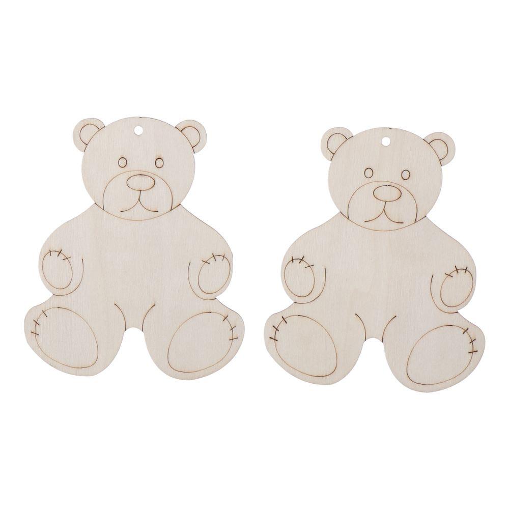 20pcs Poplar Wood Material Bear Wooden Cutouts Gift Tags  for Craft Supplies