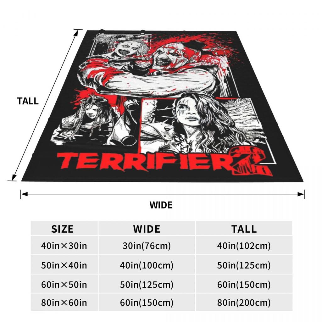 Retro Terrifier 2 Halloween Clown Art Blanket Fleece Print Portable Soft Throw Blanket for Sofa Office Bedspreads