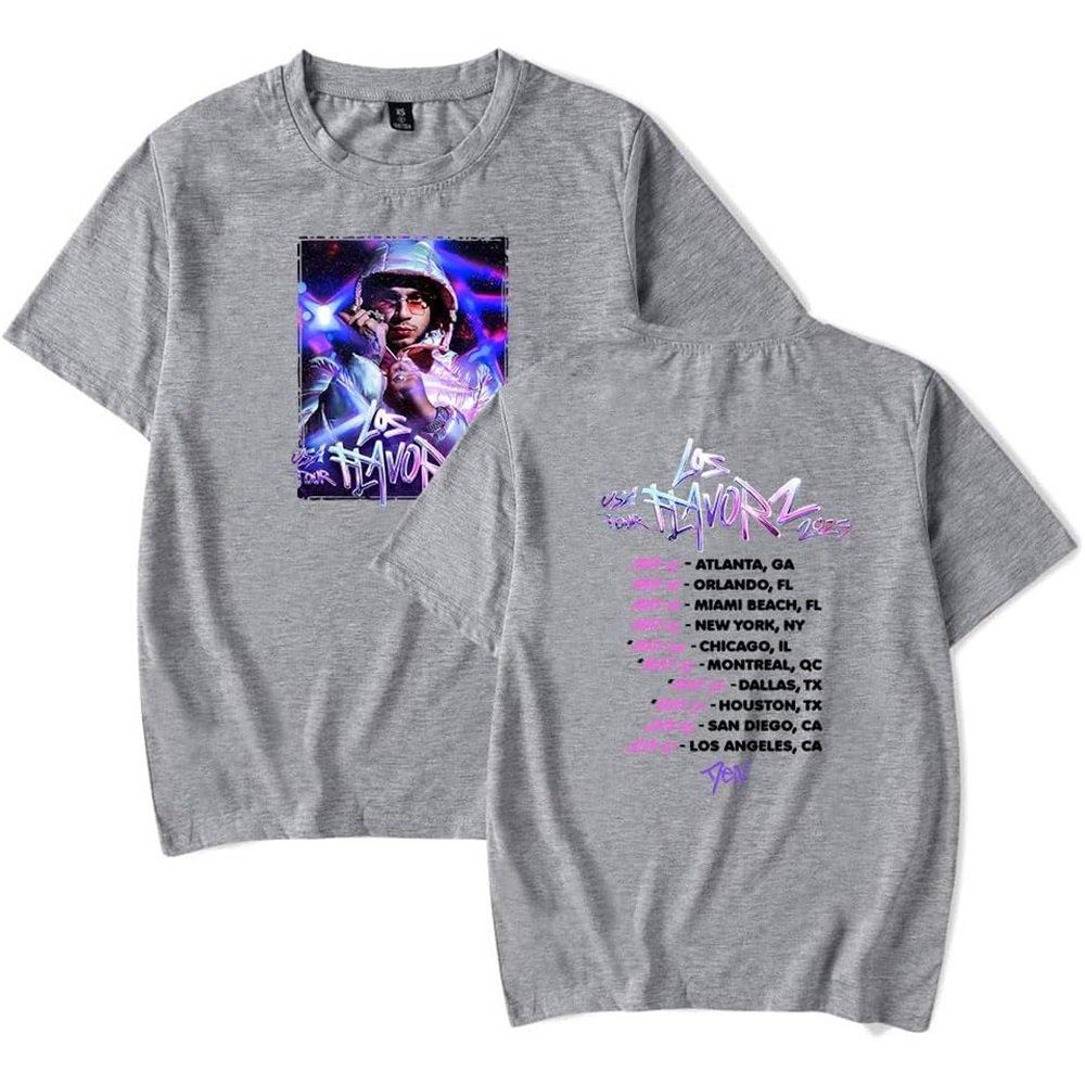 

Dei V Los Flavorz USA Tour 2025 Merch Short Sleeve Tshirt Unisex Fashion Crew Neck Top 4XL