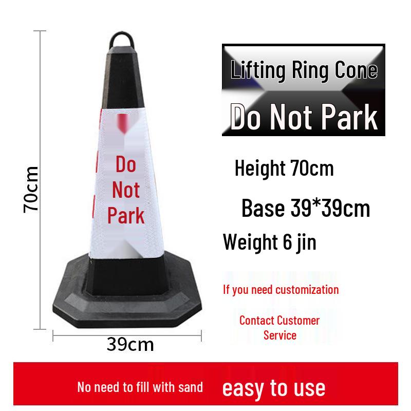 70cm Reflective Rubber and PVC Traffic Cone - No Parking Ice Cream Cone Design