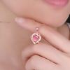 Intertwined Double Heart Shape Pink Crystal & Cat's Eye Heart Pendant