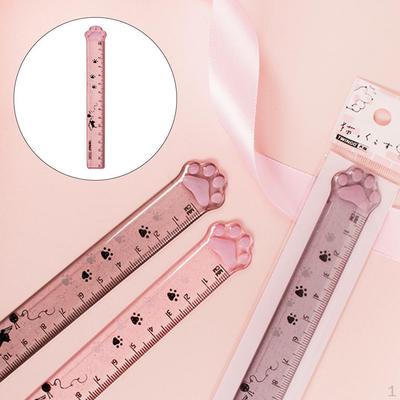 15cm Student Rule Cat Shaped Paw Drawing Measuring Transparent for Supplies