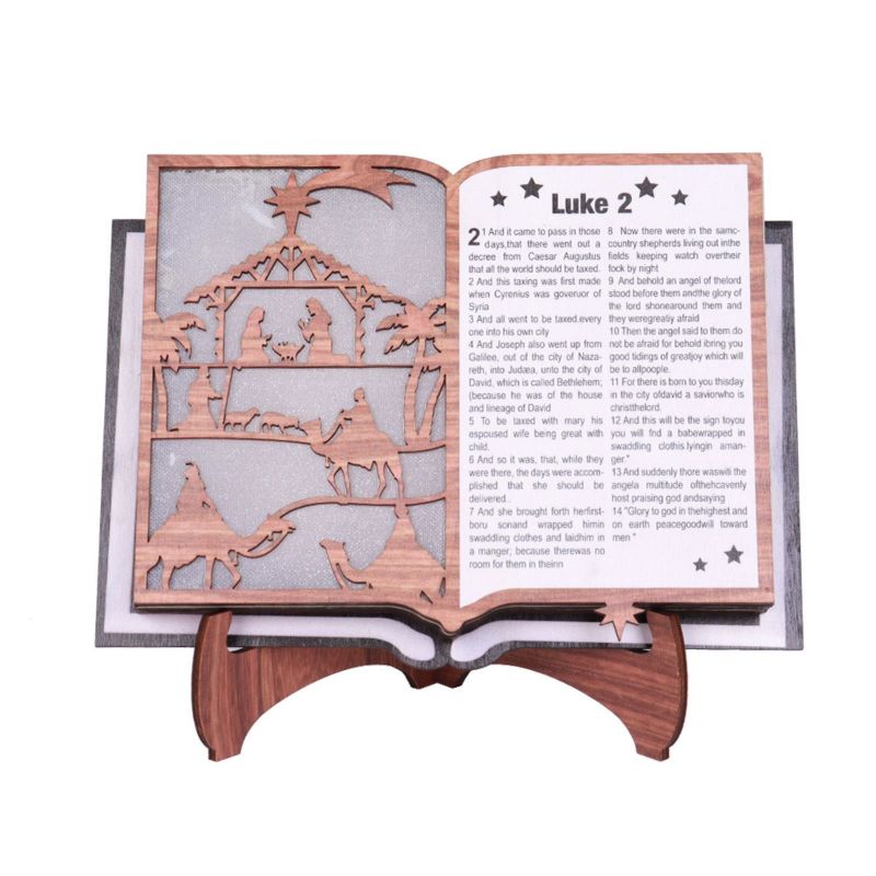 

3D Рождественская деревянная рождественская книга с теплыми цветными лампами, рождественские наборы, деревянное рождественское Рождество