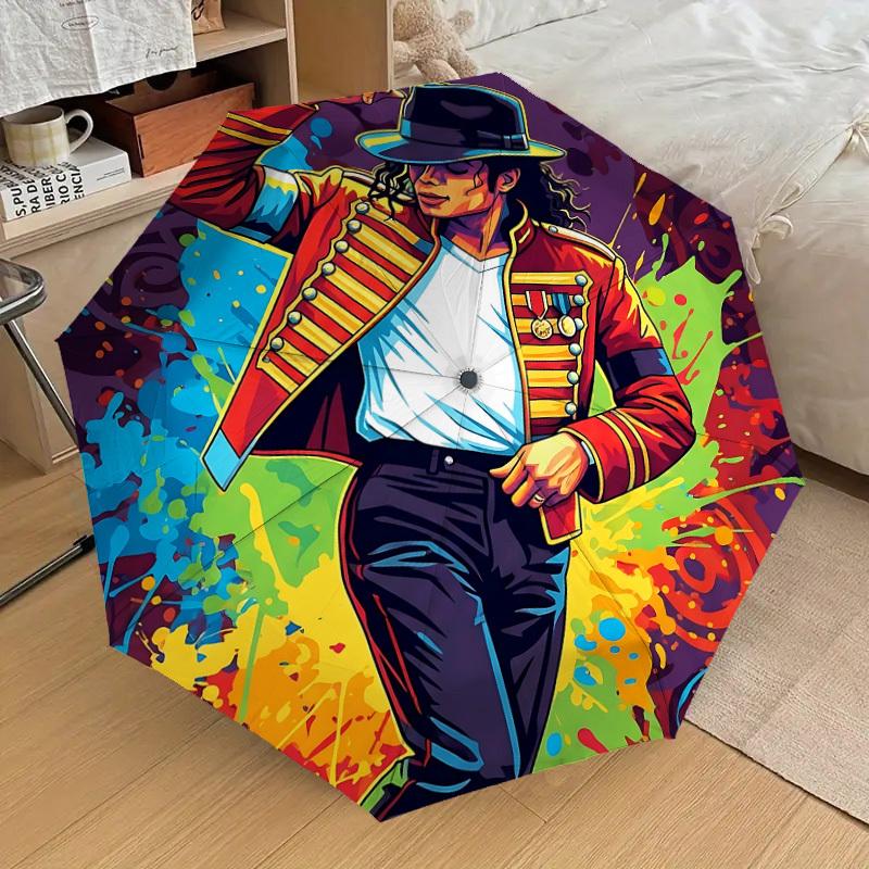 

1pc Michael Joseph Jackson Automatic Folding Umbrella, Portable Collapsible Design, Casual Outdoor Accessory L1127037
