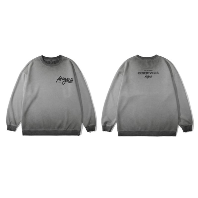 Pánské tričko s tlustým kulatým výstřihem s potiskem ve stylu American Vintage--Lehké a nemačkavé, všestranný dojíždějící svetr s dlouhým rukávem