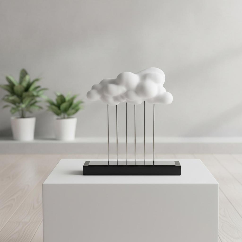 Cloud Sculpture with Base Elegant Statue Easy to Display for Living Room, Office