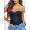 Damen Durchsichtiges Spitzenkorsett Cami-Oberteil, Spaghettiträger Bustier, Fischgräten Schlankmachendes Trägerloses Schlauchoberteil
