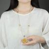 Retro Five Blessings Imitation Pearl Necklace with Cloisonné Pendant - Chinese Style Long Beaded Accessory