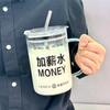 1000ml Velkokapacitní Skleněný Pohár se Brčkem INS Styl Džusové Mléčné Láhve Dárek Odměrka Pohár na Vodu Domácí Kancelář