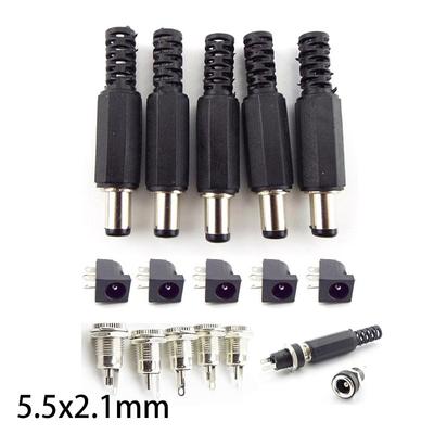 Prises CC Mâles 12V 5.5*2.1MM DC022 DC099 Prise d'Alimentation Jack Femelle Écrou à Visser Connecteur Montage Panneau Panneau fiche diy 5.5 x 2.1mm