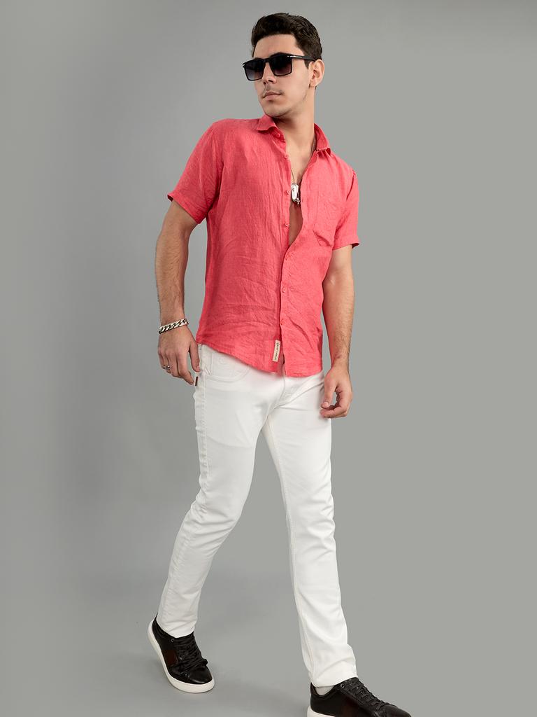 MONTE CARLO Mens Regular Fit Solid Half Sleeve Shirt