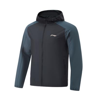 Reflective Water-Resistant Slim-Fit Hooded Sports Jacket Men Outerwear Black Dark-Blue AFDU489-1