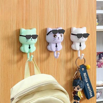1 pz. Ganci per gattini, cartoni animati, gatti, gravità, induzione, ganci decorativi, rastrelliere portaoggetti per chiavi, ombrelli, asciugamani, ganci adesivi