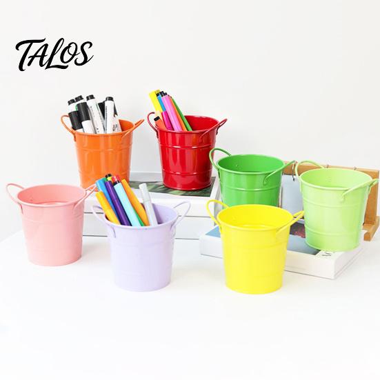 Talos Creative Iron Pen Holder, Rustic Desk Organizer for Office, Metal Pencil Cup Makeup Brushes, Small Storage Bucket Office And Home Use