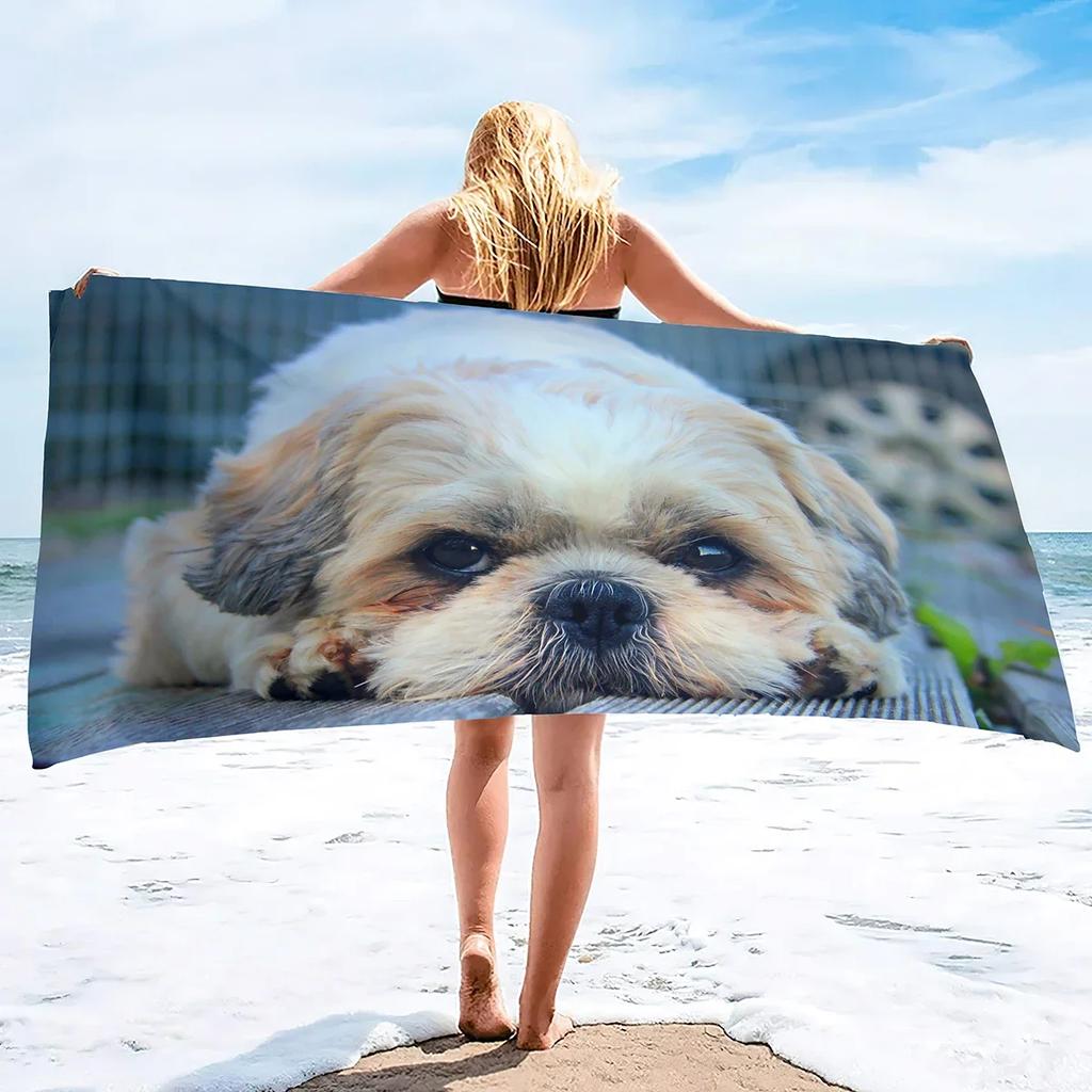 Shih Tzu Dog Beach Towel Soft Highly Absorbent Extra Large Personalized Pet Shih Tzu Towel Oversized Custom Travel Pool Towels