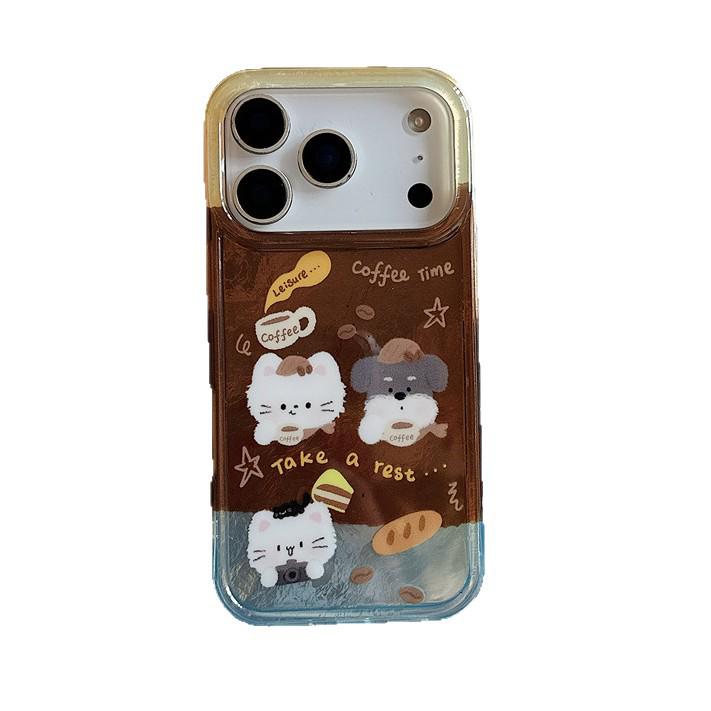 Plaid Scarf Design Case for iPhone 17, 16ProMax, 15, and 14 with Cat and Dog Theme.