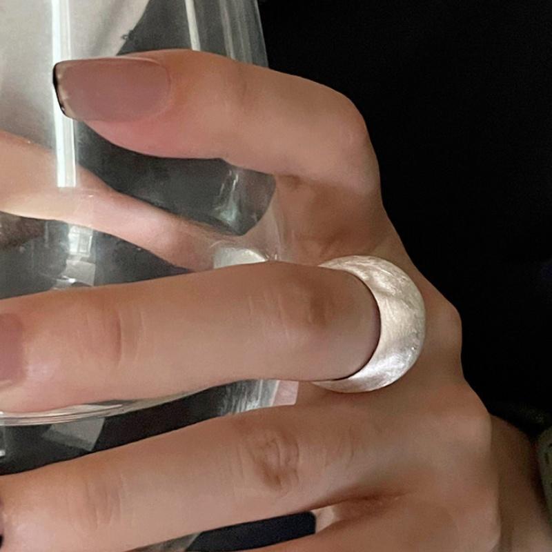 Silver Solid Matte Brushed Matt Chunky Satin Ring for Women Modern Minimalist Open Ring Jewelry Accessory