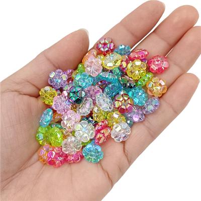 Exquisit AB Şeffaf Renkli DIY Takı Yapımı için Erik 40 Adet Gevşek Boncuklu Akrilik Çiçek Boncuk 10mm Kolye Bilezik Manuel Aksesuarları