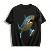 Funny Shark Wearing Sneakers Graphic Tee Unisex Casual Top Pure Cotton T-shirt