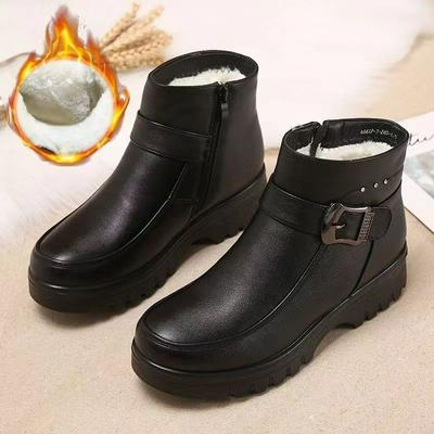 Bocanci de Damă la Modă din Piele PU Botine de Toamnă/Iarnă cu Blană Caldă Cizme de Zăpadă Impermeabile Pantofi Antiderapanți Platformă Fermoar Pantofi de Bumbac