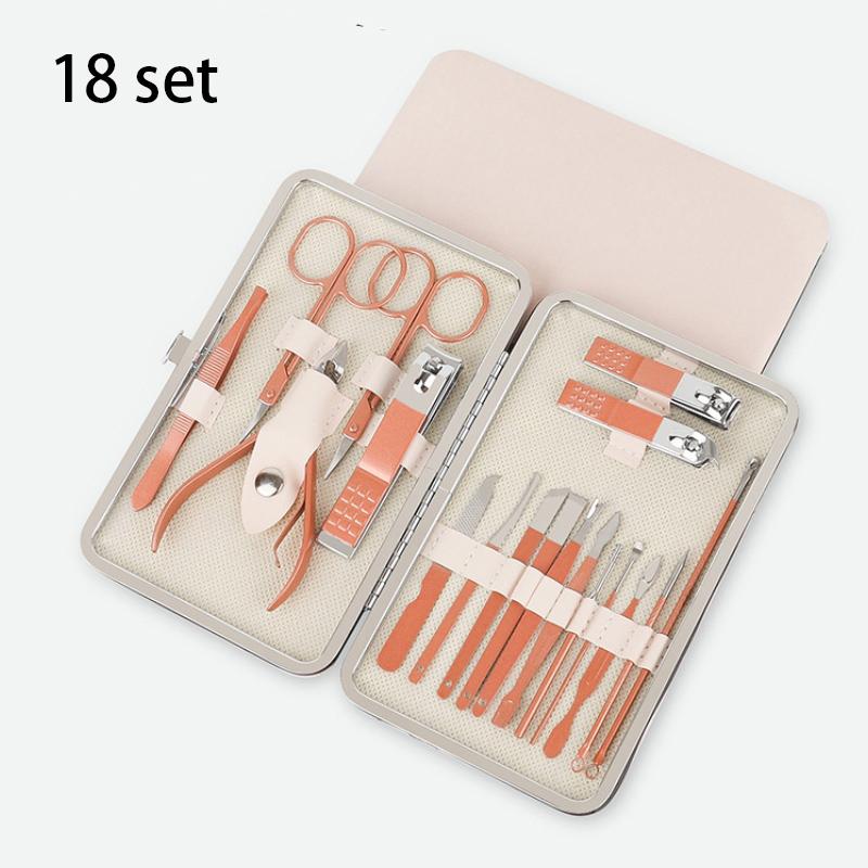 8-18 Pcs Manicure Set Nail Clippers Kit Professional Stainless Steel Nail Care Tools with Leather Travel Case For Man and Women