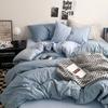 4Pcs Solid Dual Skin-Friendly Cotton Duvet Cover Ins Style Ultra Soft Bed Sheet Comfort Set Machine Washed Smooth Bedclothes