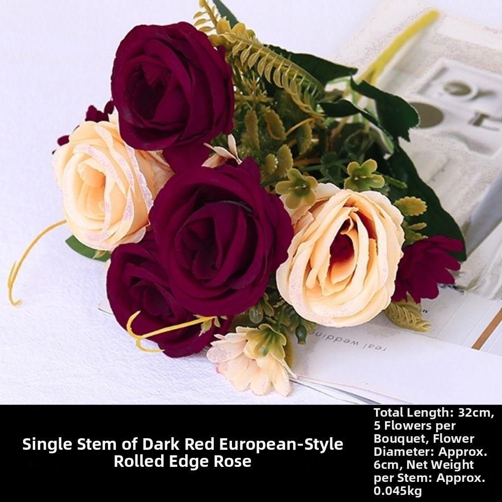 5 Heads Simulated Rose Curled Small Artificial Rose Flowers New Vintage Silk Rose Home Decor