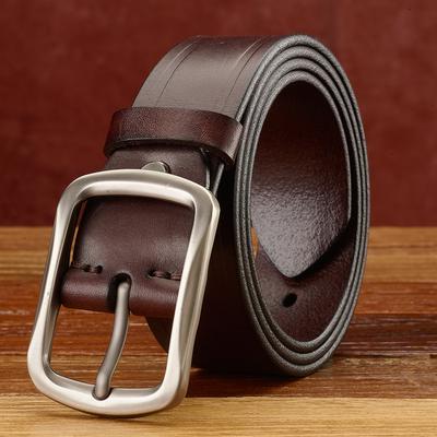 Ručně vyráběný retro pánský kožený opasek, ležérní první vrstva, čistá hovězí kůže, slitina, přezka, personalizovaný kožený džínový opasek