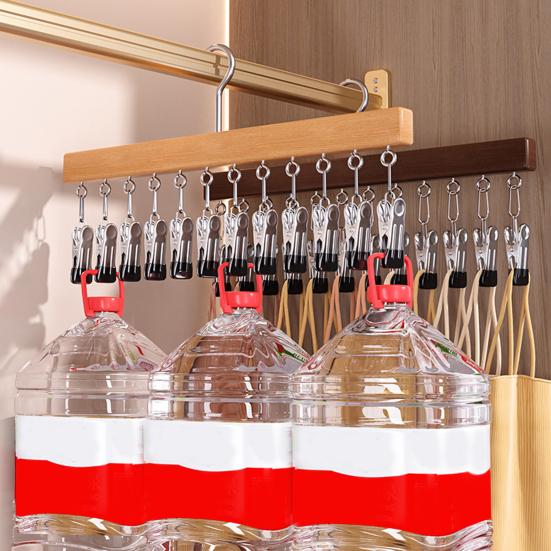 Closet Organizer Leggings Hanger with 10 or 12 Clips Space Saving Pants Hanger No Trace Metal Clips for Yoga Pants Jeans Skirts T-Shirts